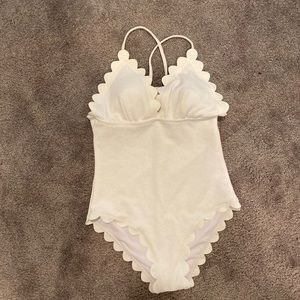 Cupshe Scalloped White One Piece Bathing Suit